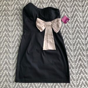 Ixia black strapless dress with tan bow size medium nwt